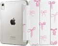 DONGKE for iPad mini 7 (A17 Pro) 2024 & iPad mini 6 2021 8.3 Inch, Slim Foldable Stand Hard PC Translucent Back Shell Smart Cover for iPad mini 7th/6th Generation [Auto Wake/Sleep] - Pink Bows