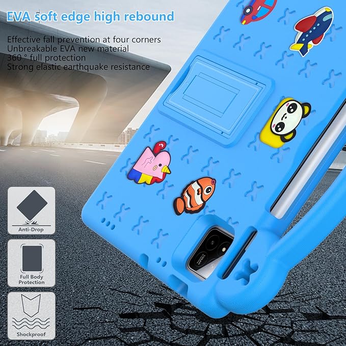 AKABEILA Compatible with Xiaomi Pad 7/Xiaomi Pad 7 Pro 11.2 inch 2024/Xiaomi Pad 8 2025 11.2 inch Tablet Case, Kids Friendly Universal Protective Case with Shoulder Strap & Stand Handle Sky Blue