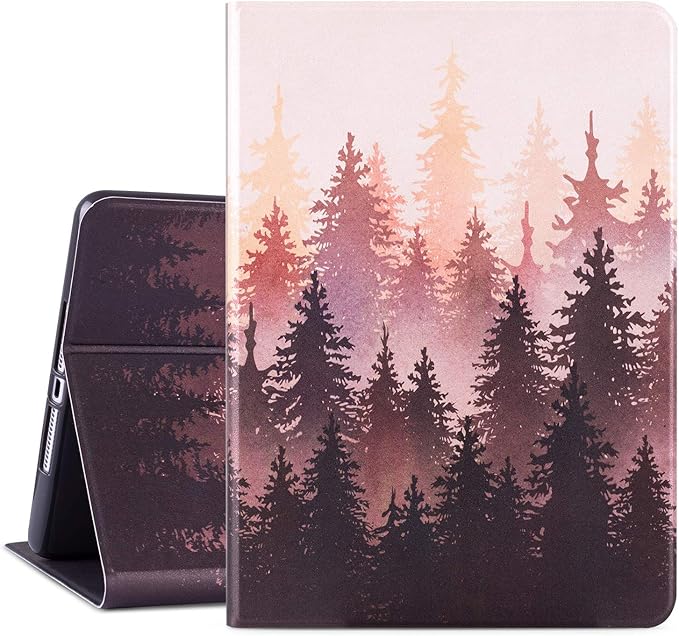 Vimorco Case for ipad 9.7 inch 5th/6th Generation 2017/2018, Protective Leather Case for iPad 9.7 Air 1/2 Gen, Slim Adjustable Multi-Angle Stand, Auto Wake/Sleep, Red Forest