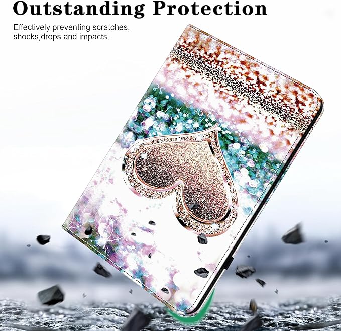 Case for iPad mini 7 2024 (A17 Pro) / Mini 6 2021, Mini 7th/6th Generation Case 8.3 inch, Multi-Angle Viewing Premium PU Leather Cover with Card Slot - Diamond Peach