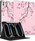 Uppuppy for iPad Pro 11 Inch Case 2024 - Cute Women Girls Folio Smart Cover with Pencil Holder Girly Flower Unique Pretty Aesthetic for iPad Pro 11 M4 Cases A2836 A2837 A3006
