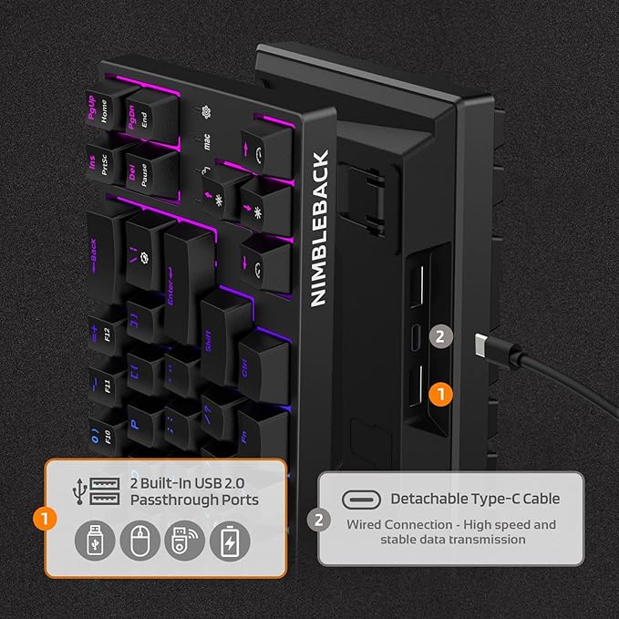 LTC NB681 Nimbleback Wired 65% Mechanical Keyboard, RGB Backlit Ultra-Compact 68 Keys Gaming Keyboard with Hot-Swappable Switch and Stand-Alone Arrow/Control Keys (Hot Swappable Red Switch, Black)