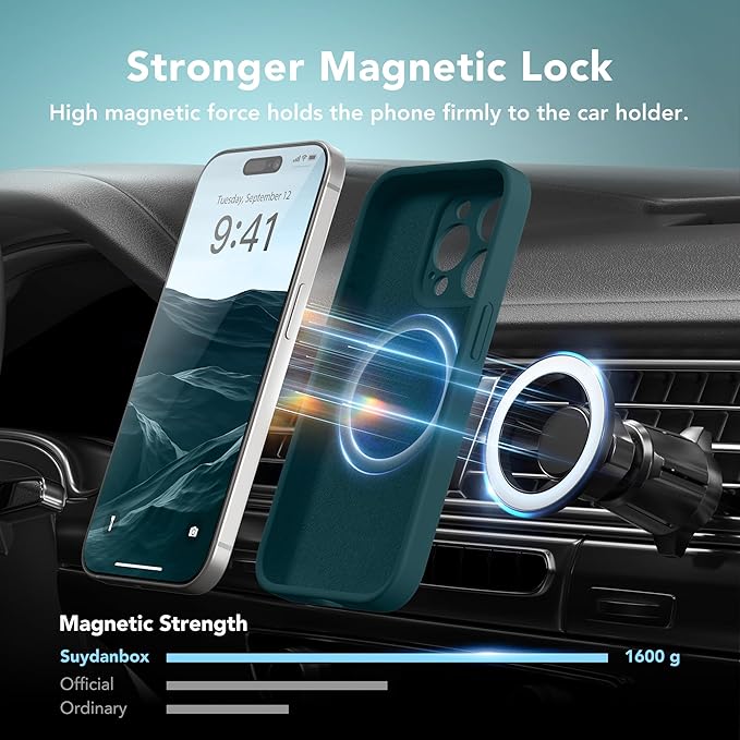 Magnetic for iPhone 15 Pro Max Case, Compatible with MagSafe, [Full Camera Protection][Screen Protector] Silicone Shockproof Protective Phone Case for iPhone 15 Pro Max 6.7", Deep Blue