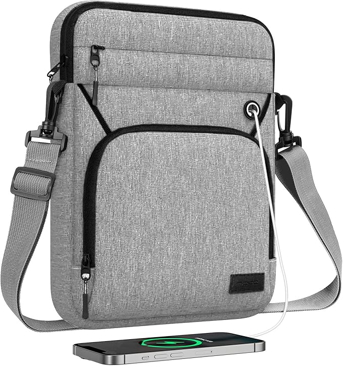 MoKo 9-11 Inch 360° Protective Tablet Sleeve Bag with Earphone Hole & Multi-Pockets, Fits New 11-inch iPad Air M4 2026 & iPadPro 11 M5,iPad A16,iPad10/5/4. 10.9,iPad9/8. 10.2,Tab S8/S9 11, Light Gray