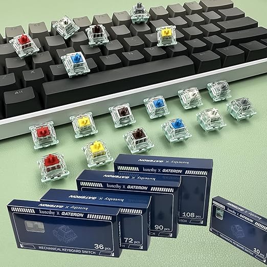 Jade Series Dual-Stage Spring Pre Lubed Switches Blue V3 Pro,3-Pin 60gf Clicky/RGB/LED Switches for Mechanical Keyboard（Blue,90pcs）