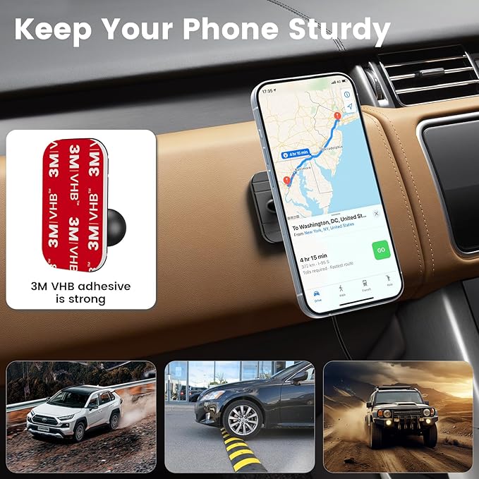 OHLPRO 15W Magsafe Car Mount Charger for iPhone 17, Fast Wireless Charging Magnetic CD Slot Holder with 3M Adhesive Base for Dashboard, Aluminum Shell, Compatible with iPhone 16 15 14 Series, Jetblack