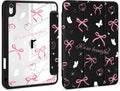 Case for iPad Air 11 inch M4 2026 M3 2025 M2 2024,iPad Air 5th (2022) / 4th (2020) 10.9 Inch Clear Back Shell Lightweight Shockproof Trifold Stand Auto Wake Sleep Cute Cover, Pink Bow