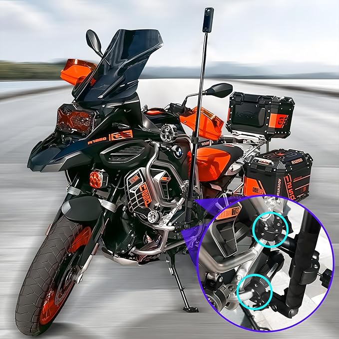 Motorcycle Bike Handlebar Clamp Mount with 47.3" Invisible Selfie Stick Compatible for Insta360 ONE X5 X4 X3 X2 X RS R Go 2 3 and Go Pro Max Action Camera