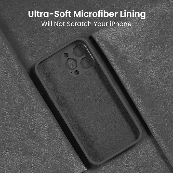FireNova Designed for iPhone 16 Pro Case, Silicone Upgraded [Camera Protection] Phone Case, Soft Anti-Scratch Microfiber Lining Inside, 2024, Space Gray