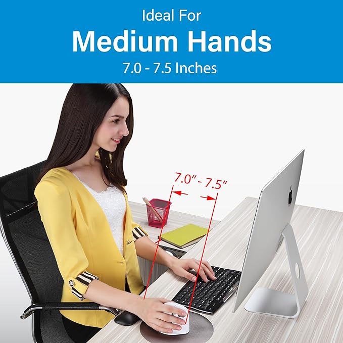 Evoluent – Inventor of The Vertical Mouse – VMDM Ergonomic Vertical Mouse Right Hand Medium Wired USB, Sculpted for Comfort, Reduces Wrist Strain, 4 Speeds, 6 Customizable Buttons in Windows