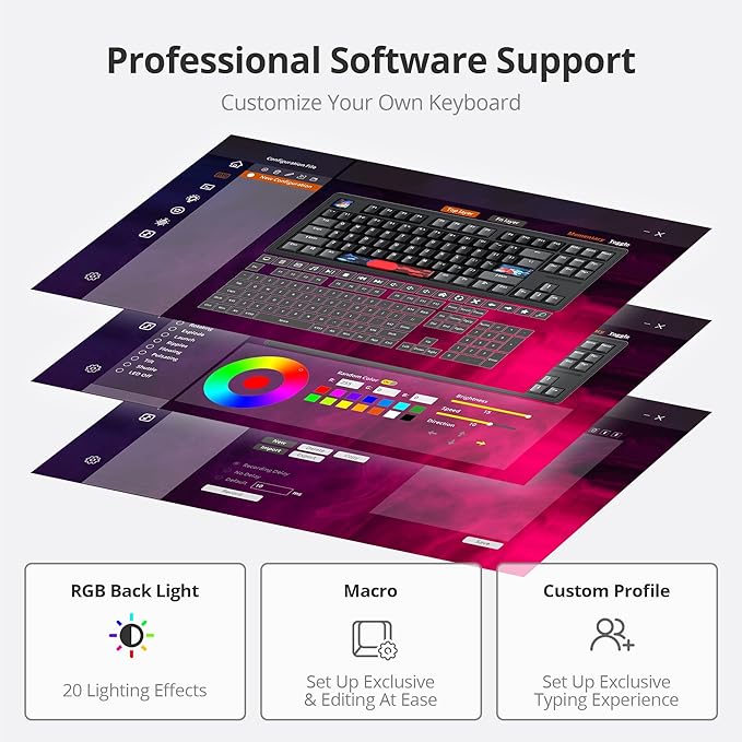 Owpkeenthy 75% Gasket Mounted Mechanical Gaming Keyboard Hot Swappable, Wired 87 Keys South-Facing RGB Keyboard with Quiet Linear White Switch Cherry Keycaps for Win mac (Black)