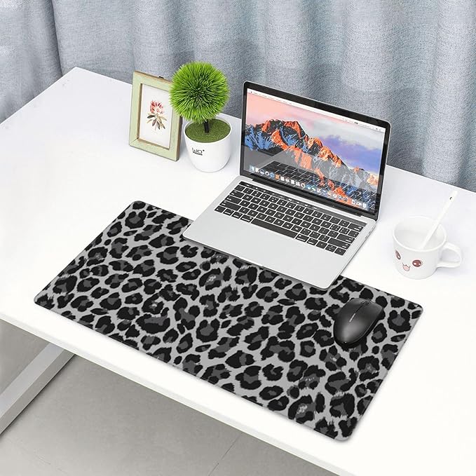 Leopard Skin Pattern Large Extended Mouse Pads XL Mousepad with Stitched Edges Non-Slip Rubber Base Computer Keyboard Pad Desk Mat for Home Office Desk Decor, 29.5" X 15.8"