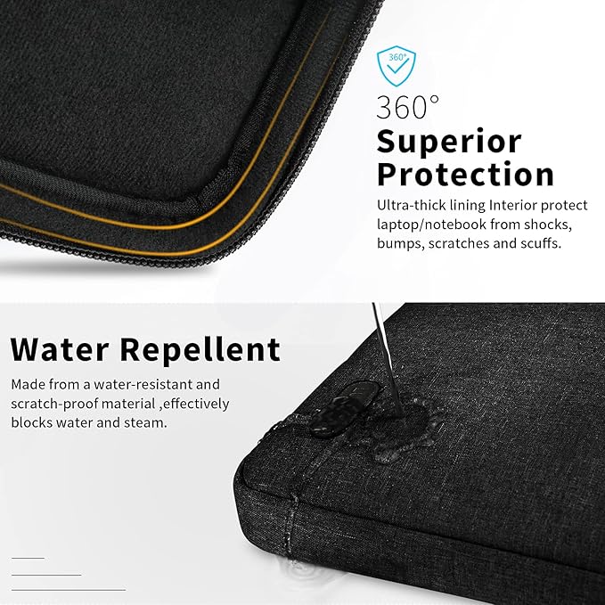 Laptop Sleeve Case 15-15.6 Inch Waterproof Business Computer Carrying Case Portable Handle Briefcase Bag Compatible with 15.6 Inch MacBook Air/Pro 15-15.6 Inch HP Samsung Notebook Black