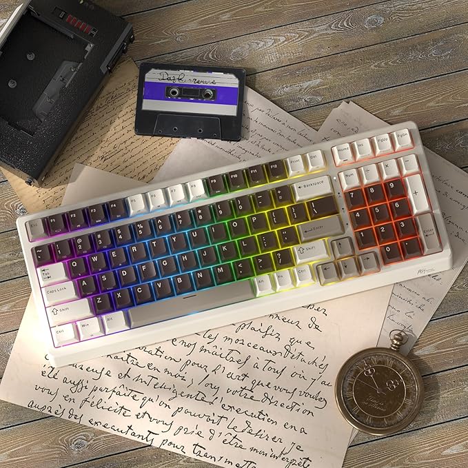 RK ROYAL KLUDGE F99 Wireless Mechanical Keyboard with Numper Pad, Tri-Mode Hot Swappable 95%100 Keys Gaming Keyboard BT/2.4G/USB-C, Pro Software, 5000mAh Battery, Customed Linear Creamy Switches