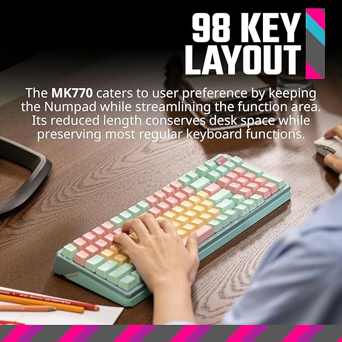 Cooler Master MK770 Macaron Wireless Mechanical RGB Gaming Keyboard, Kailh Box V2 Click White Switches, Gasket Structure, Hot-Swappable, Bluetooth|2.4GHz, Tactile 3-Way Dial, QWERTY (MK-770-MCKW1-US)