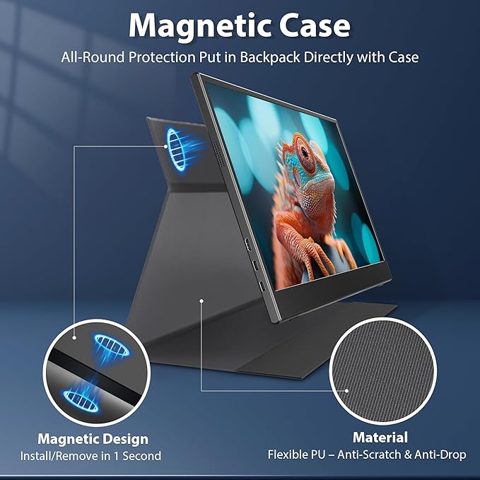 4K Portable Monitor - 15.6 Inch 3840×2160 Resolution, 100% sRGB, IPS Screen with Built-in Speakers, USB-C/HDMI Connectivity, External Second Monitor for Laptop/MacBook/Switch/PS5/PS4/Xbox