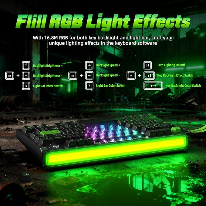 ATTACK SHARK R85 HE 75% Magnetic Wired Gaming Keyboard,8KHz Polling Rate Rapid Trigger,0.005mm RT Precision,256K Scan Rate,Custom Hot-Swappable,Web Driver PC Keyboard for Gamer/Win/Mac,Neon Green