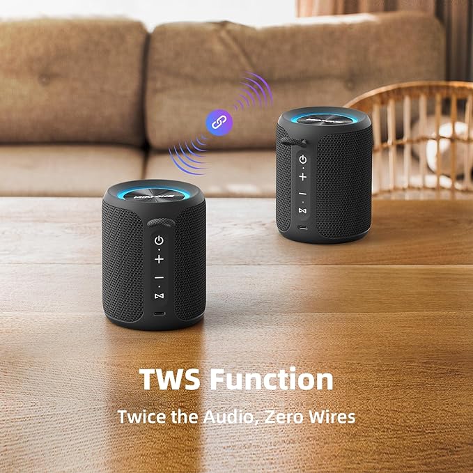 MIATONE Rush M - 20W Bluetooth Speaker IP67 Waterproof Speaker with Deep Bass, Portable Speakers for Beach Camping Accessories, Gifts for Men Fathers Him (Black)