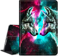 for Amazon Kindle Fire HD 8 & HD 8 Plus(12th/10th Generation, 2024/2022/2020 Release) 8" Tablet Case, Slim Kickstand Stand Leather Smart Cover with Auto Wake/Sleep, Gray Wolf Red Blue