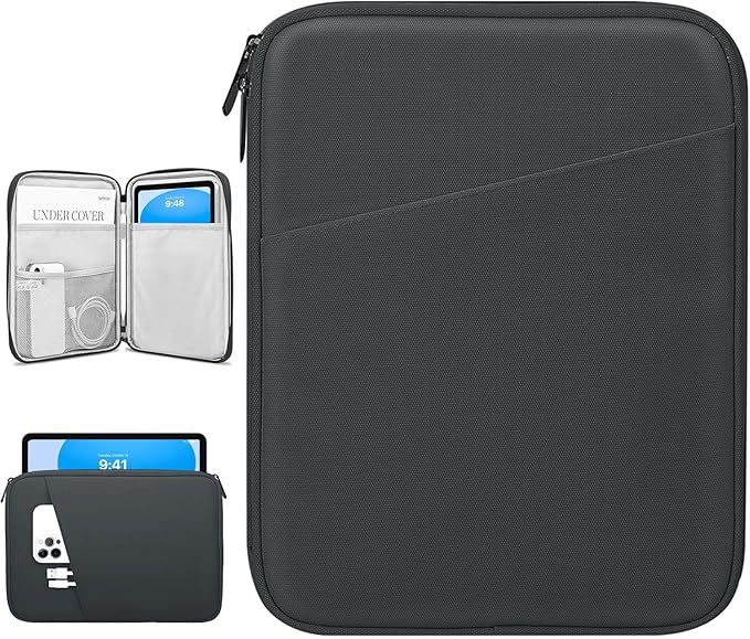 Dadanism 9-11" Tablet Sleeve Bag Carrying Case for iPad (A16) 11th Gen 11", iPad 10th Gen 10.9" Air 5/4, iPad Air M4/Pro 11", iPad 9/8/7th, Galaxy Tab A11+ Plus 11", Remarkable 2 10.3", Black & Gray