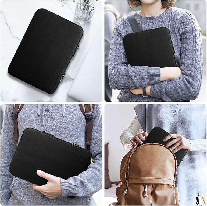 MoKo 13 Inch Tablet Sleeve Fits New 13inch iPad Air M4 2026, iPad Pro M5/M4/Air M3/M2 13", iPadPro 12.9", Galaxy Tab S8+/S9+ 12.4", Polyester Bag Fit with Apple Pencil or Smart Keyboard,Black