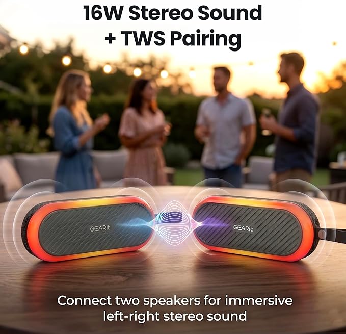 GEARit Magnetic Golf Cart Bluetooth Speaker, 16W Loud Waterproof Portable Speaker, Wireless BT5.3 Golf Audio with RGB Light, TWS Pairing for Outdoor, Beach, Golf Accessories Gifts for Men