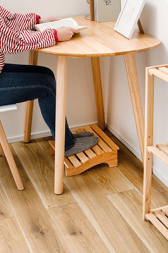 PaletteLife Wooden Footrest, D11.42 xW13.78 xH4.93 (29x35x12.5cm), 1x1 ft, Small, Natural Ashwood, Ergonomic Design