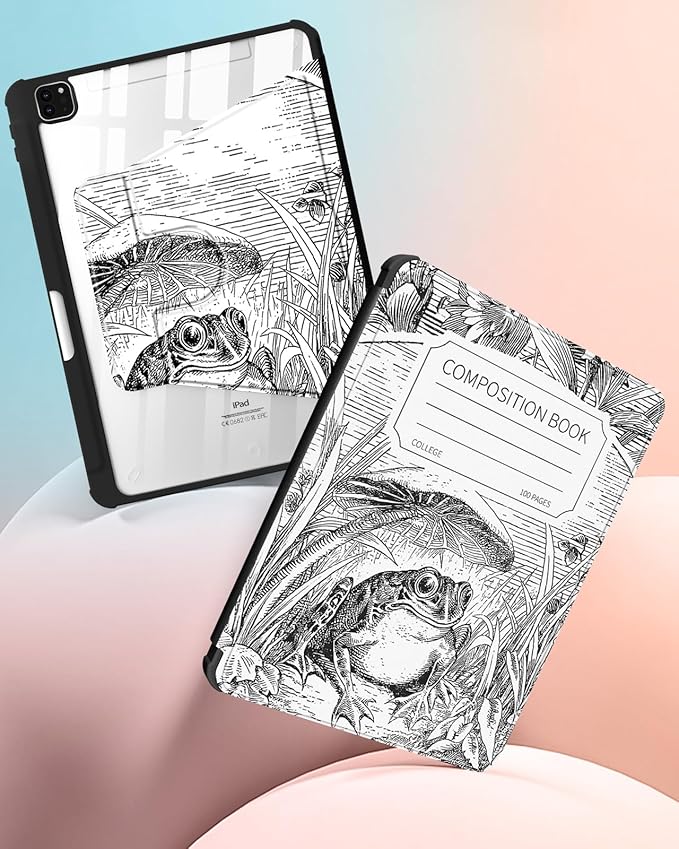 Uppuppy for iPad Pro 12.9 Case Folio Cover with Pencil Holder Women Girls Cute Girly Teens Cool Pretty Aesthetic Animals Design Rotating Stand for Apple iPad Pro 12.9 Inch Cases 2022/2021/2020/2018