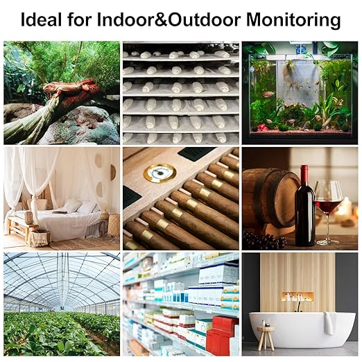 eMylo WiFi Hygrometer Thermometer 5 Pack, Smart Digital Indoor Temperature Humidity Monitor 426Ft Rang with 4 IP65 Wireless Sensors Outdoor Kit, App Alerts, Free Data Storage Export, Works with Alexa
