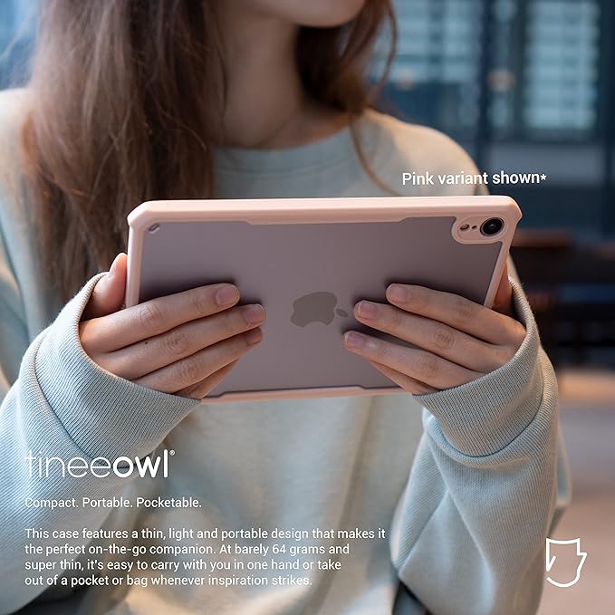 TineeOwl for iPad mini 7 A17 Pro Case, for iPad mini 7th/6th Generation Ultra Thin (2024/2021) Matte Back Clear Case, Flexible TPU, Absorbs Shock, Lightweight, Thin (Black)