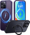 CASEKOO Ultra-Magnetic Stand for iPhone 16 Pro Max Case [Military Drop Protection] [Compatible with MagSafe] Shockproof Translucent Matte Slim Ring Holder Case for iPhone 16 ProMax 6.9", Purple