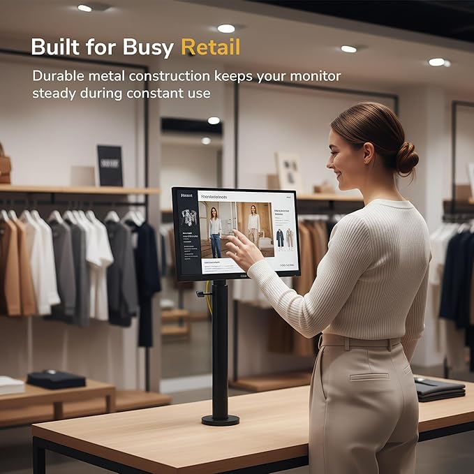 Mount-It! POS Monitor Mount for Retail Checkout & Reception Counters - Extra Tall Height Adjustable Pole with Secure Bolt-Down Base, VESA 75x75 & 100x100 Compatible - Fits 13–32” Monitors, 33 lbs
