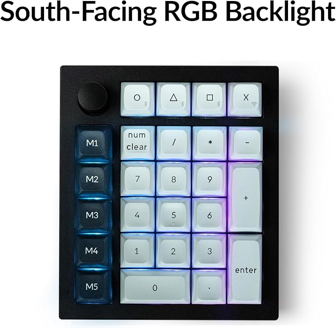 Keychron Q0 Max Wireless Custom Mechanical Numpad, 2.4 GHz/Bluetooth 5.1/Wired QMK Number Pad, RGB Hot-Swappable with Gateron Brown Switch for Laptop Mac Windows Linux - Black
