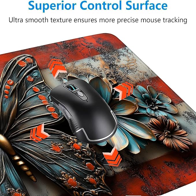 American Flag Butterfly Desk Mat Vintage US Flag Flower XL Mouse Pad Large Mousepad Extended Laptop Keyboard Mat Gaming Desk Pad Mouse Mat 31.5"x11.8" Office Computer Keyboard Laptop Home