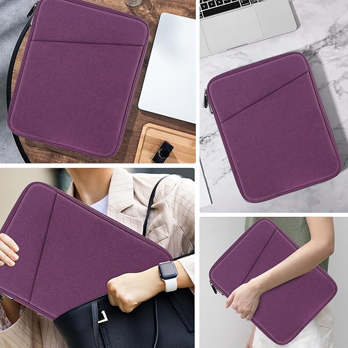 MoKo 9-11 Inch Tablet Sleeve Case, Fits New 11inch iPad Air M4/Pro M5, iPad A16 11", i-Pad 10/9/8/7th/Air 5/4th 10.9"/10.2", Tab S9/S8 11", Protective Bag Carrying Case with Pocket, Purple