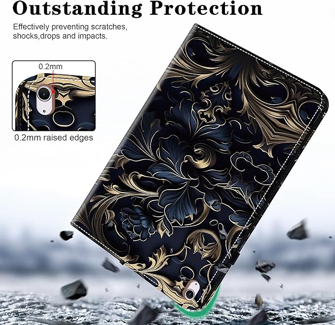 Compatible with iPad Air 11 Inch Case 8th/7th/6th Generation (M4/M3/M2) 2026/2025/2024, for iPad Air 5th/4th Generation Case 10.9 Inch 2022/2020 with Pencil Holder & Card Slots - Blue Flower