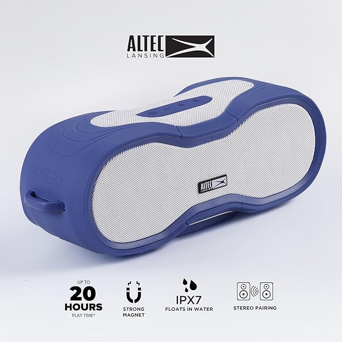 Altec Lansing - BoomJacket Wireless Bluetooth Speaker, Magnetic Waterproof Speaker, IPX7 Outdoor Speaker with 24H Playtime, Portable Speaker with Carabiner, Mountable, Quick Charge