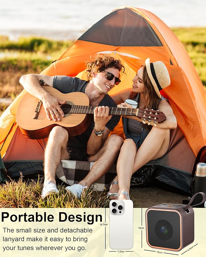 Portable Bluetooth Speaker, Wireless Speakers with LED Lights Built-in Mic Bluetooth 5.3, Portable Wireless Up to 10H Playtime, 8W Loud Sound Punchy Bass Small Speaker for Home/Party
