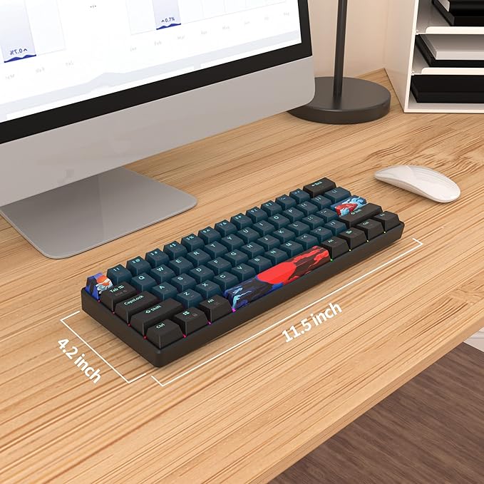 60% Mechanical Gaming Keyboard - RGB, Red Switch, Wired, Compact, 61 Keys for Windows, PS4/5, Xbox