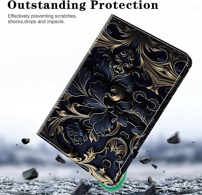 Case for iPad mini 7 2024 (A17 Pro) / Mini 6 2021, Mini 7th/6th Generation Case 8.3 inch, Multi-Angle Viewing Premium PU Leather Cover with Card Slot - Blue Flower