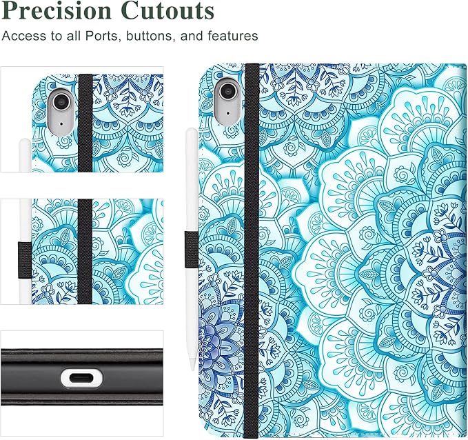 Vimorco Case for iPad (A16) 11th Generation 2025, for iPad 11th/10th Generation Case, Faux Leather Protective Adjustable Cover, Auto Sleep/Wake, Card Pocket with Pencil Holder, Green Mandala