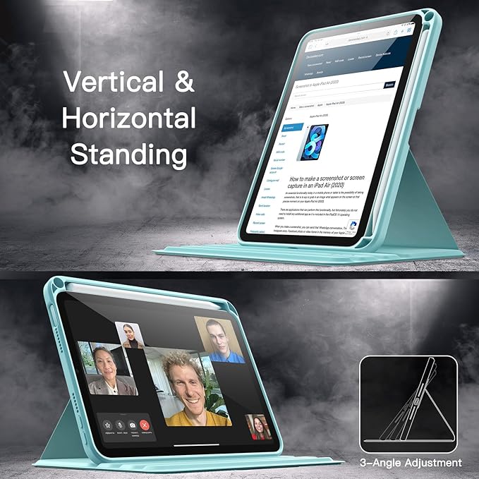 JETech Rotating Case for iPad mini (A17 Pro, 2024 Model, 7th Generation) / mini 6 (2021 Model, 6th Generation), 360 Degree Rotation Protective Stand Cover Clear Back (Blue)