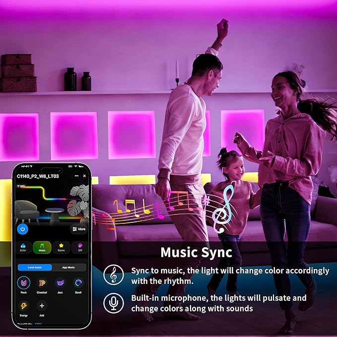 KSIPZE LED Strip Lights 50FT, RGB LED Lights for Bedroom, Smart APP Control LED Lights, Music Sync, DIY Multiple Colors, Flexible Color Changing LED Strip Lighting for Home Room Decor