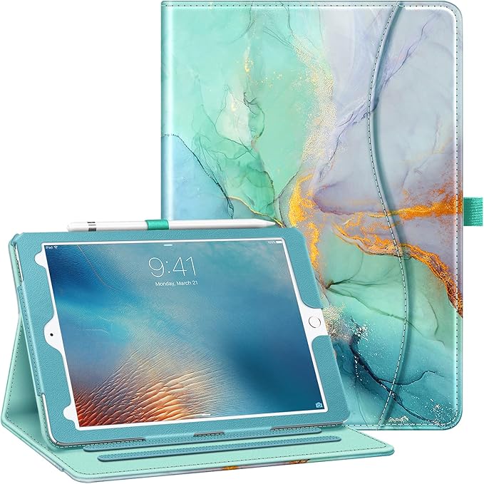 Fintie Case for iPad Pro 9.7 Inch 2016 Release Tablet- [Corner Protection] Multi-Angle Viewing Folio Smart Stand Back Cover with Pocket, Pencil Holder, Auto Wake/Sleep, Emerald Marble