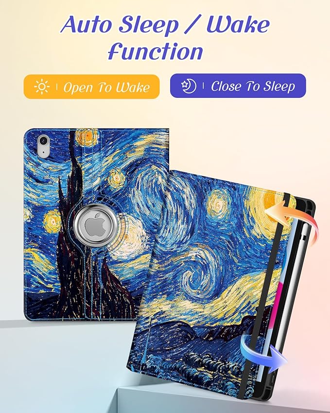 Kidcube for iPad 10th Generation Case 2022, for iPad (A16) Case 11th Generation 2025 - for Women Girls Kids Cute Rotating Stand Folio Cover with Pencil Holder & Card Slot Cool Design Teens Cases