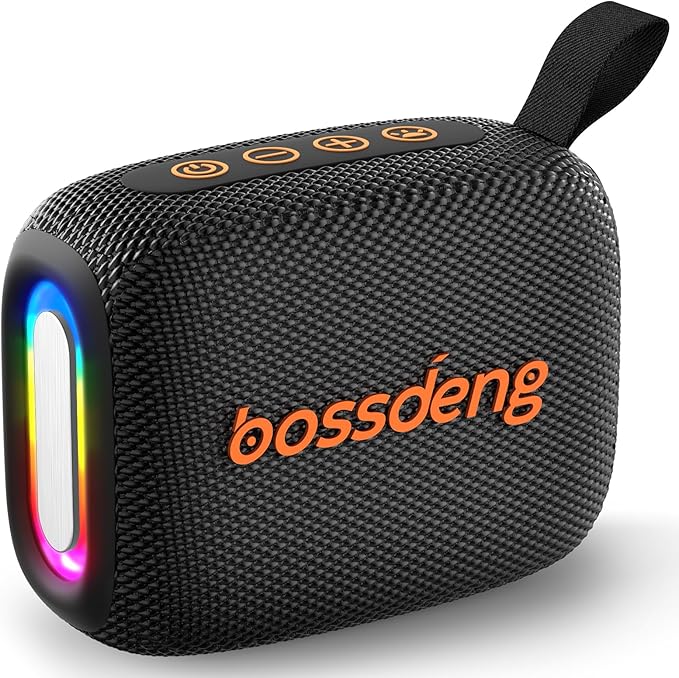 Portable Waterproof Bluetooth Speaker IPX5 for Outdoor,HD Sound All-Day Playtime, BT5.3,Wireless Speakers with Lights, Essentials for Beach/Party/Camping,Gifts for Men Women Boys Girls-Black