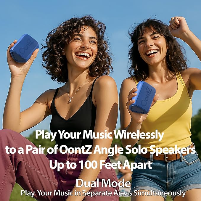 OontZ Angle Solo Portable Bluetooth Speaker - Ultra Portable, 14 Hours of Playtime, 100ft Wireless Range, Waterproof, Budget-Friendly Speaker for Travel, Outdoor or Home, Great Gift (Blue)