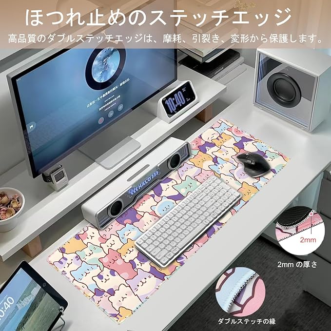 Gaming Mouse Pad XL Extended Anime Mouse Pad 31.5x11.8 inch, Large Cute Kawaii Big Computer Mouse Mat Desk Pad with Non-Slip Rubber Base and Stitched Edge for Home Office