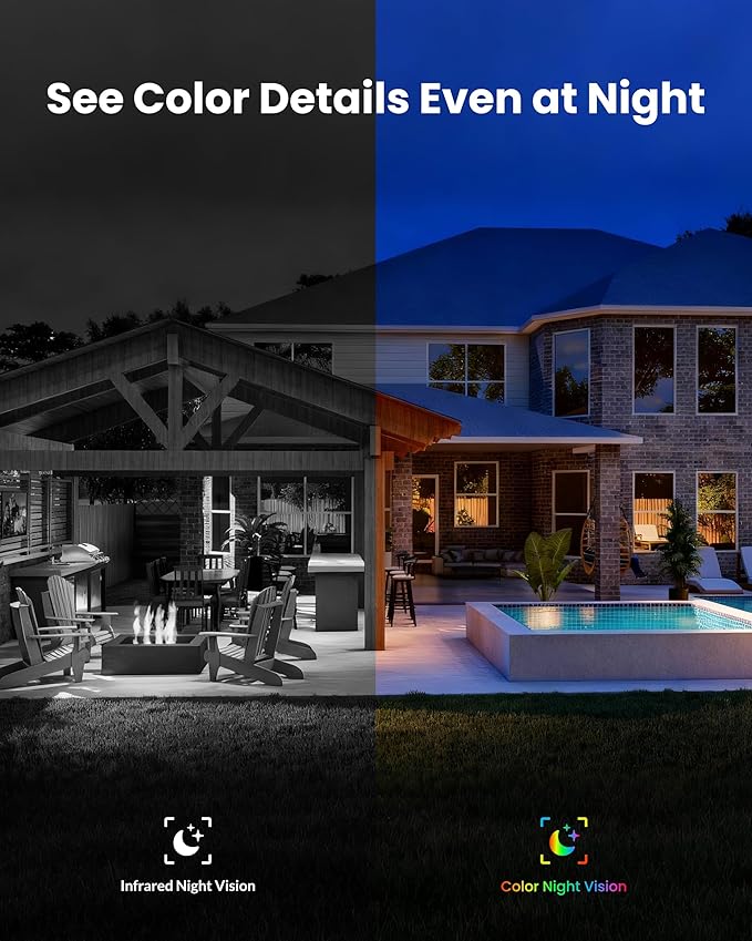 Solar Security Camera Outdoor Wireless, 5MP(3K) Color Night Vision, Battery Powered PIR Motion Detection,2.4GHz WiFi Cameras for Home Surveillance, Light and Sound Alarm, 2-Way Audio, Waterproof