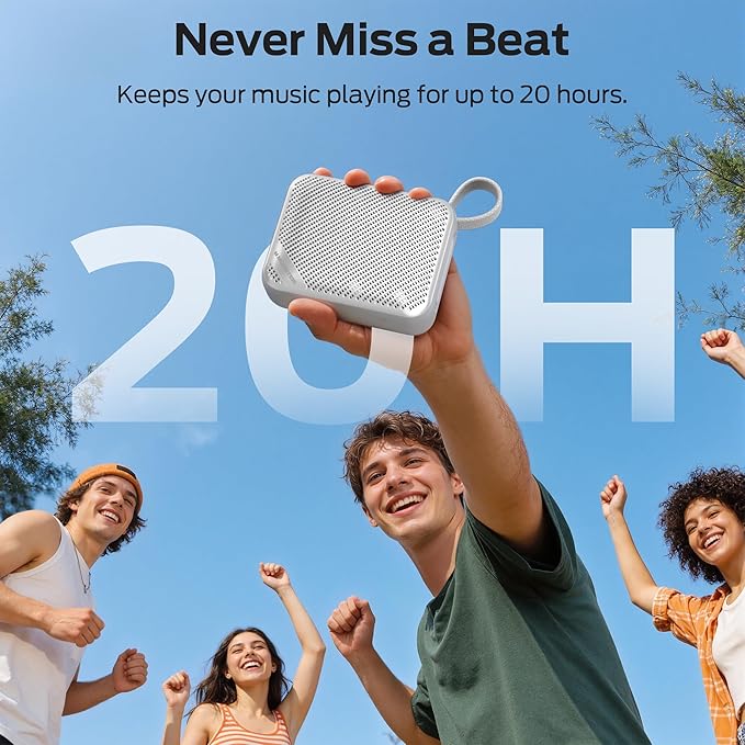 Monster S360 Portable Bluetooth Speaker, IPX7 Waterproof, Bluetooth 6.0, 20H Playtime, Powerful Stereo Sound, Support TF Card, Clear Hands-Free Calling Speaker for Home, Outdoors and Travel, Gray